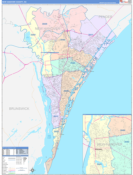 New Hanover County, NC Zip Code Map